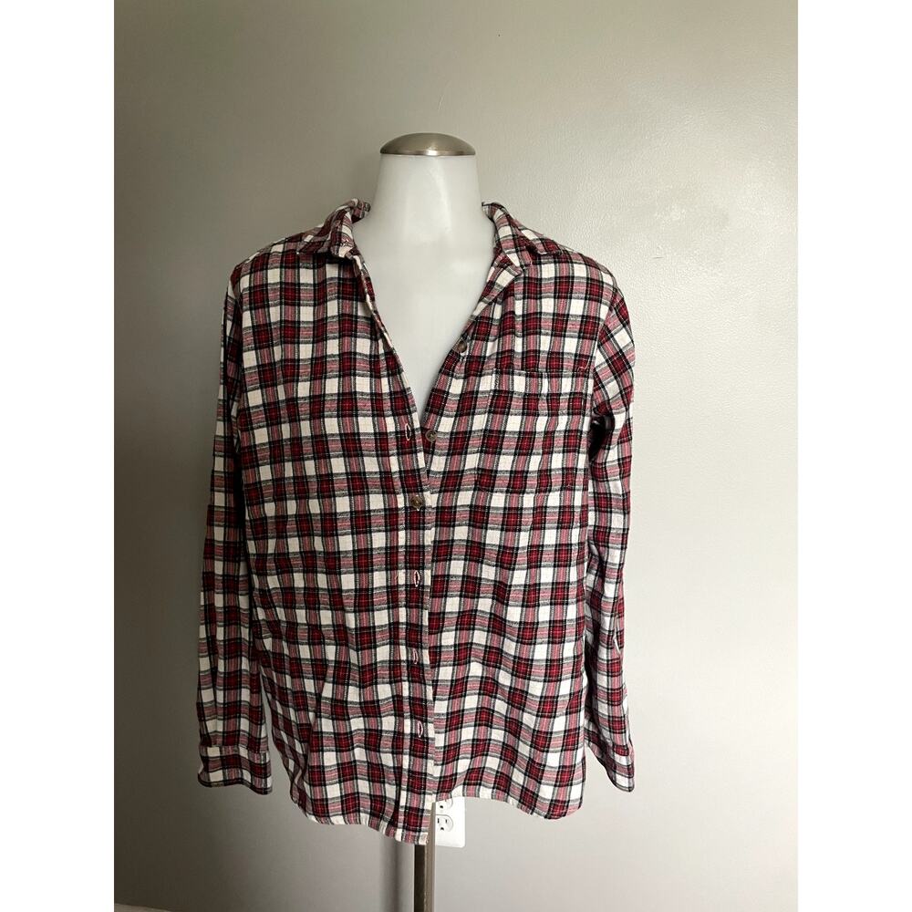 Marine Layer - Flannel - Womens, red, white and green - Comfortable